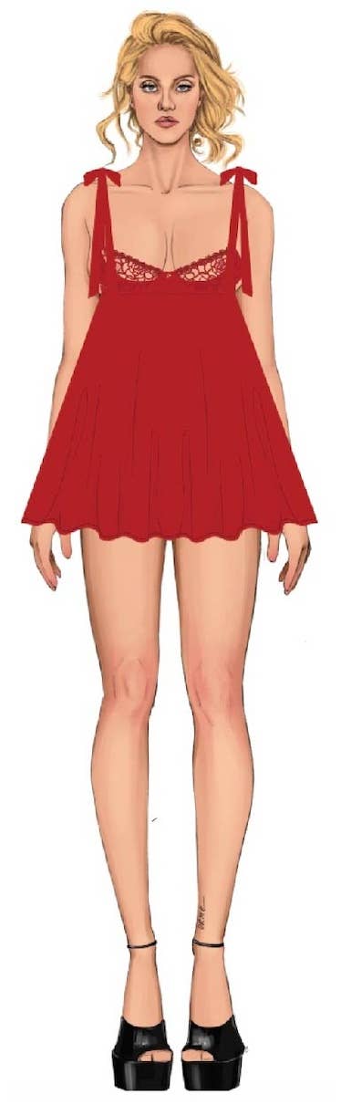 ROSALIE SATIN & EMBROIDERED LACE BABYDOLL & G-STRING SET