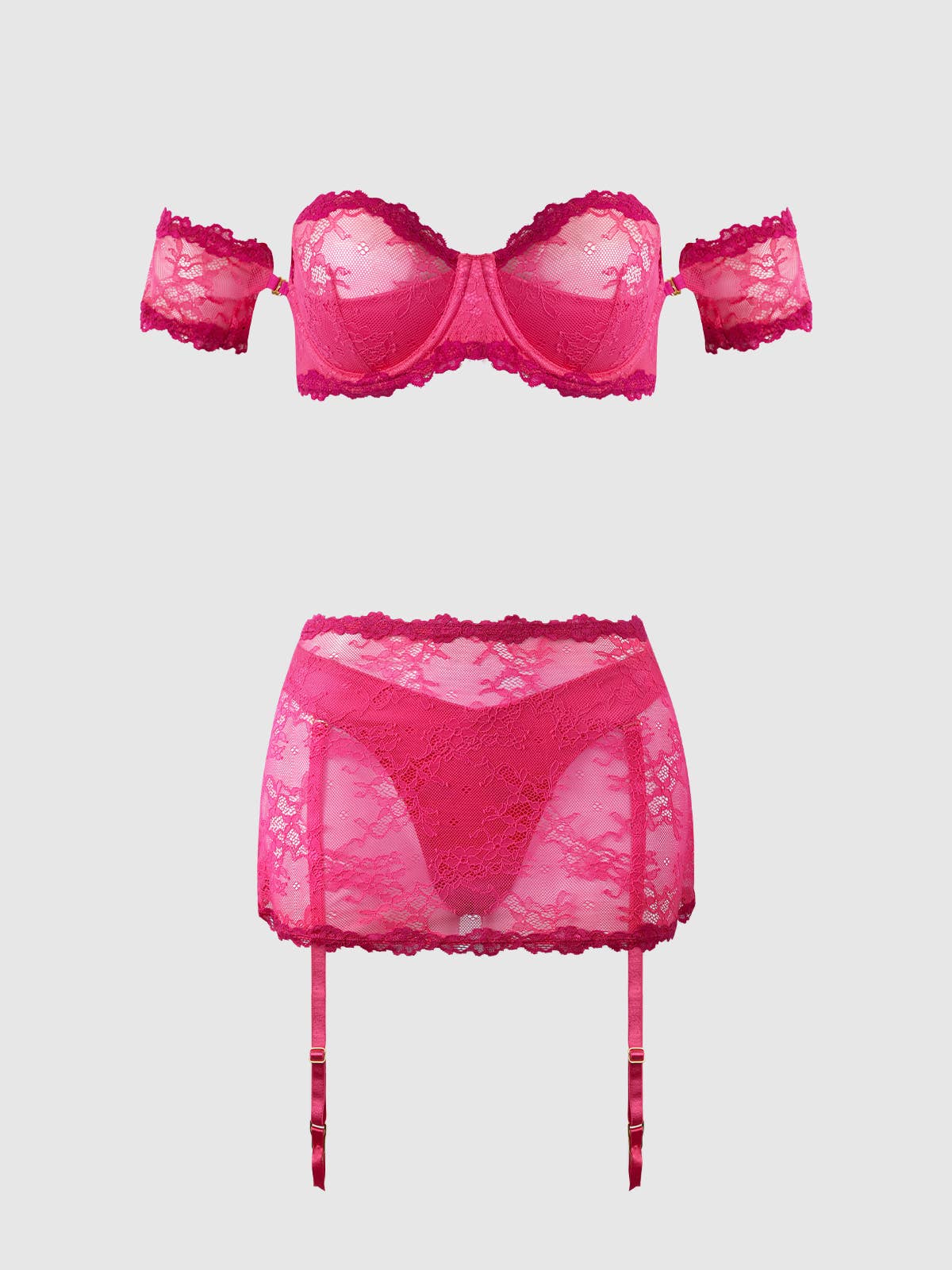 YVONE LACE BRA & SKIRTED GARTER PANTY SET