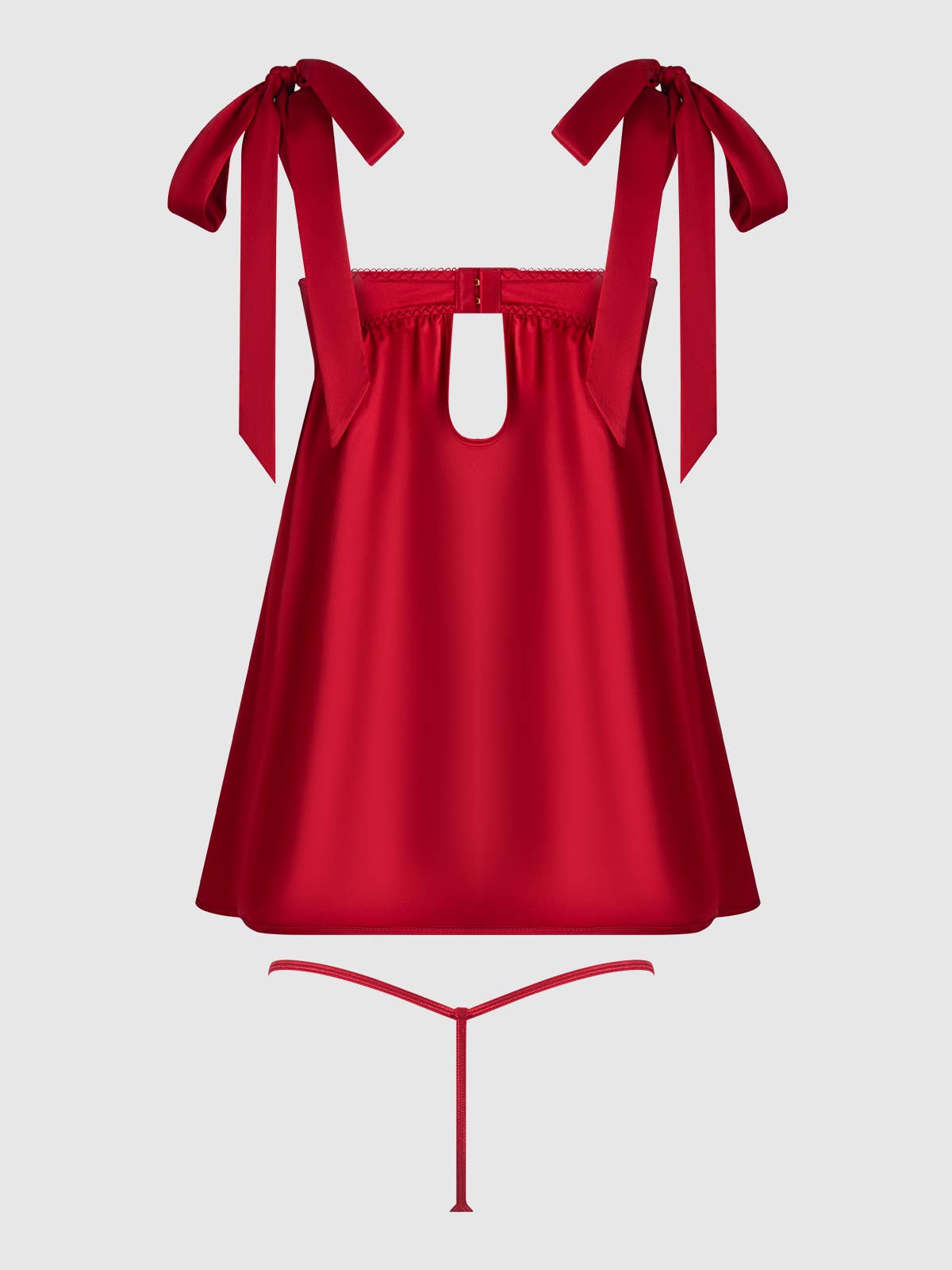 ROSALIE SATIN & EMBROIDERED LACE BABYDOLL & G-STRING SET