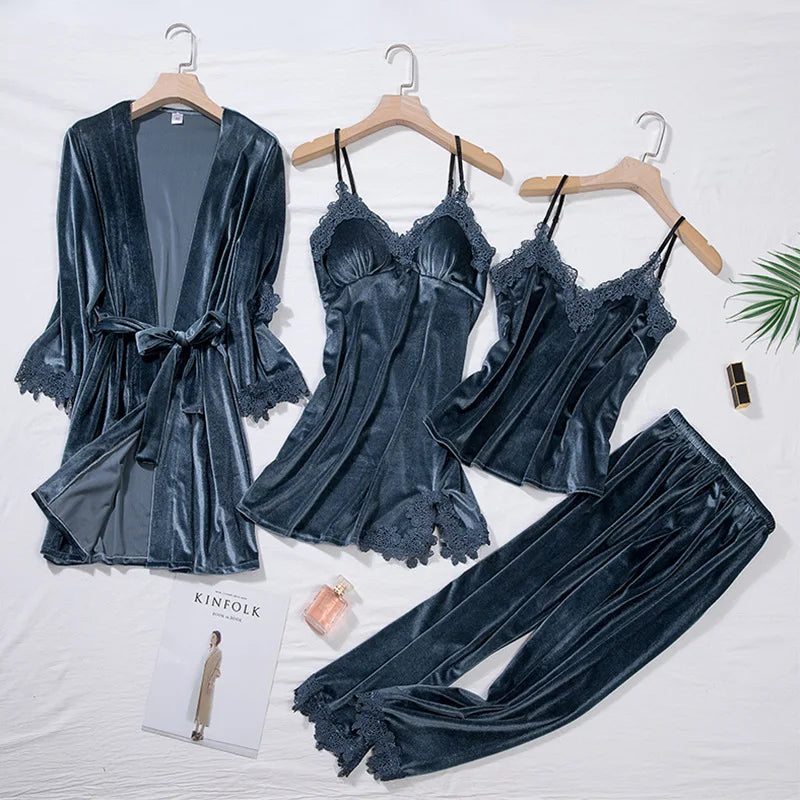 4 Piece Velour Set
