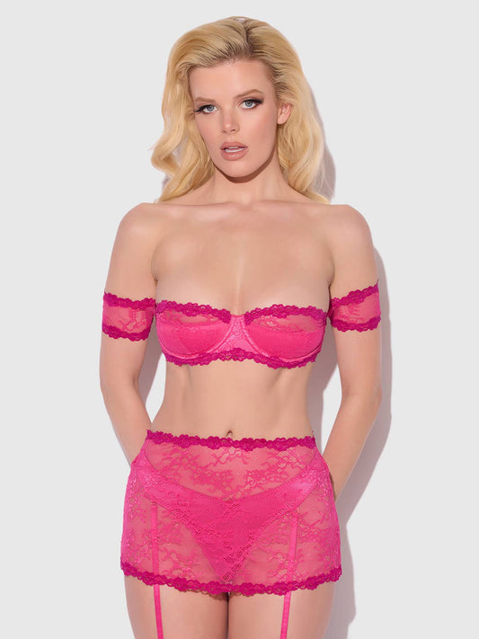 YVONE LACE BRA & SKIRTED GARTER PANTY SET